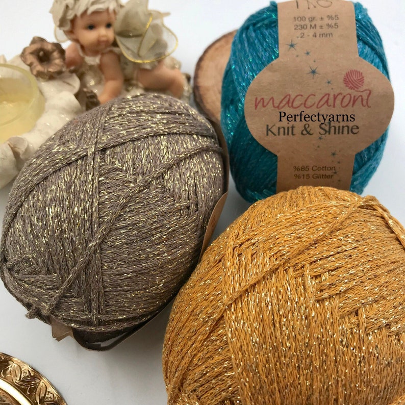 Glitter cotton yarn 100 gr. 230 mt. Crochet yarn knitting Etsy