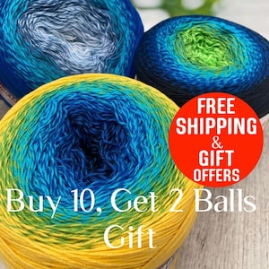 YARNART FLOWERS - Multicolor Knitting Yarn, Cake Yarn, Summer Yarn, Shawl Yarn, Dress Yarn, Fingering Yarn, 55% Cotton, 8.80 Oz, 1093.60 Yds