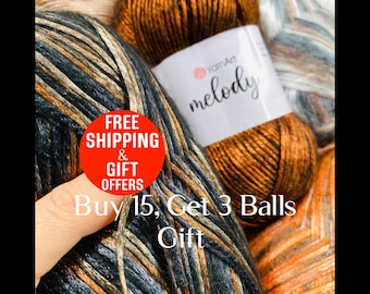 Soft Funny Winter Yarn, Warm Cozy Knitting Crochet Yarn, YarnArt Melody, Polyamide wool , Scarf Shawl Knit Yarn 3,52 oz 251 yd