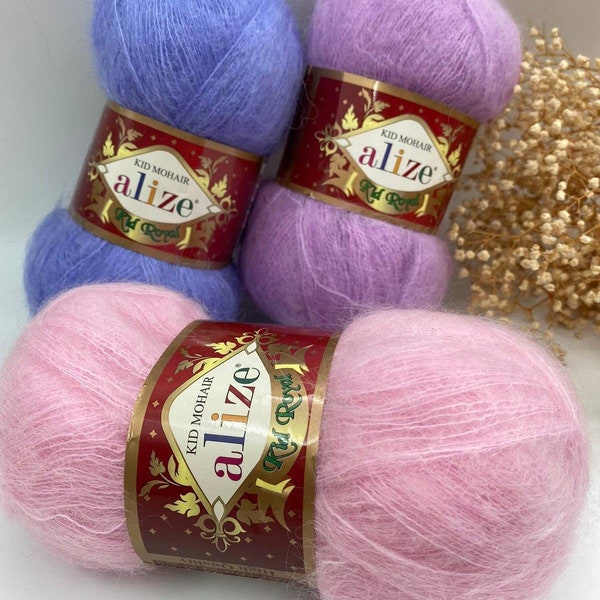 Mohair yarn, Alize Kid Mohair Yarn, 62% mohair, very thin, amigurumi crochet, doll crochet, hair yarn, crochet thread, shawl crochet, mohair