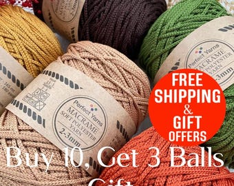 Polyester macrame yarn 2-3mm, 0.08-0.11 inch, 3 mm - 2 mm, crochet bag cord, polyester bag cordone, polyester bag yarn, 165 mt 240gr