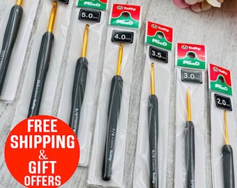 Crochet Hook 2mm 2.50mm 3mm 3.50mm 4mm 4.50mm 5mm 5.50mm 6mm 6.50mm, Crochet Hook Supplies, Aluminium Crochet hook, Japan Tulip Mind hook