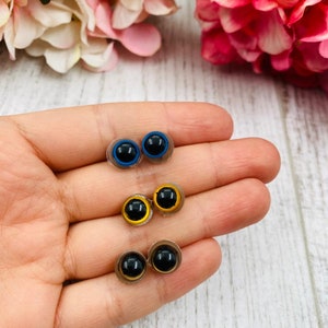 Amigurumi eyes, 8mm, 10 Pairs Color Safety Eyes , Yellow, Blue, Brown, 8mm, for amigurumi, crochet doll, stuffed animal, bead eyes,
