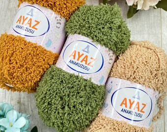 Ayaz Anakuzusu Chenille Yarn, Soft Velvet Baby Yarn Crochet Knitting, Plush Bulky Yarn, 100g 100m (3.5oz 109yd), Amigurumi Plushies