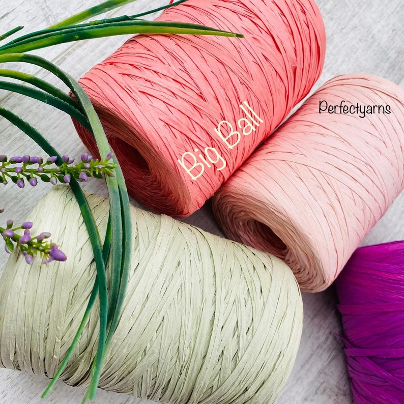 Raffia Yarn hard, craft yarn, Paper raffia, macrame raffia yarn, big ball, crochet raffia, recycled paper, weaving raffia, fiber art raffia image 3