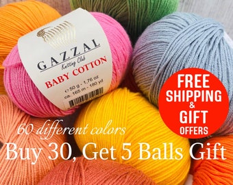 Baby Cotton Sport Crochet yarn, Amigurumi Yarn, summer crochet yarn, baby yarn, hypoallergenic yarn, gazzal baby cotton yarn