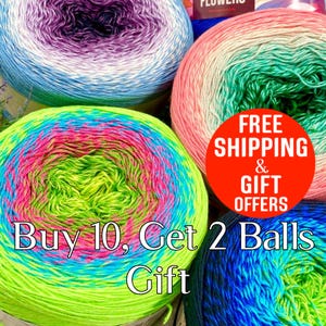 Gradient Cotton Cake Yarn: Multicolor Crochet Knitting (8.82 oz)