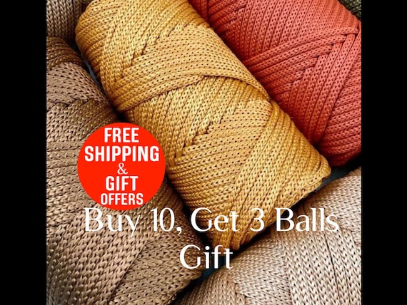 Polyester macrame bag yarn 4 mm, 0.16 inch , PP polyester cord for crochet bag, sturdy structured macrame cord, 8.35 oz, 180 ft, 60 yard