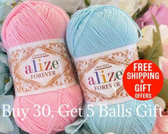 Alize forever yarn, Summer yarn, Microfiber acrylic yarn, Crochet Yarn, shawl, sweater, swimwear, vest, wrap, lingerie, women bag, swimsuit