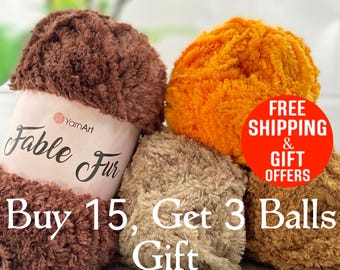 Very Softy Chenille Fluffy Amigurumi yarn, Yarnart Fable Fur Yarn, Soft Polyester Yarn, Amigurumi Velvet Bulky Yarn, Knit Crochet Yarn