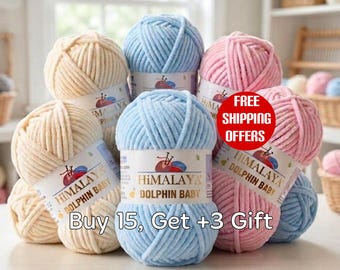 Super Soft Crochet Amigurumi Yarns, Himalaya Dolphin Baby Velvet Chenille Yarns, Velour Plushie Baby Blanket Yarn, Knitting Crocheting Fiber