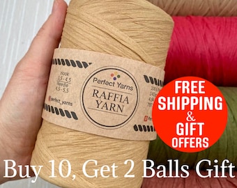 Soft Rafia Natural Paper yarn, Crochet Knitting paper hat yarn fiber , summer beach bag Crochet bag yarn fill, 140 gr,4.94oz 262 yard 787ft