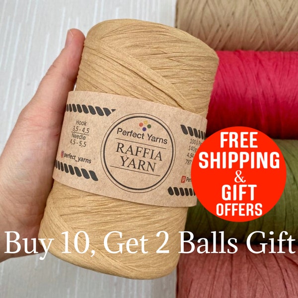 Soft Rafia Natural Paper yarn, Crochet Knitting paper hat yarn fiber , summer beach bag Crochet bag yarn fill, 140 gr,4.94oz 262 yard 787ft
