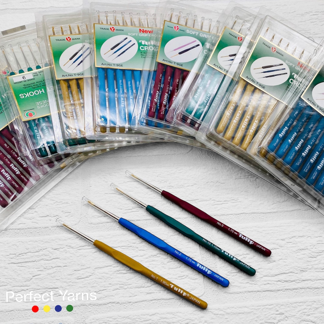 Tulip Crochet Hooks Full Range 0.50mm-2.10mm, Ergonomic Soft Grip