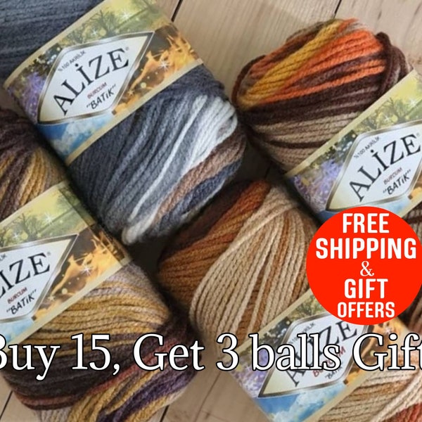 Alize Burcum Batik, acrylic yarn, soft yarns, multicolor yarn, batik yarn, baby yarn, crochet yarn, turkish yarns, burcum batik, multicolor