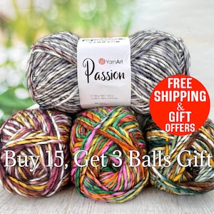 Yarnart Passion Yarn, 80% Acrylic Yarn, Multicolor Yarn, Knitting Yarn, Gradient Yarn, Shawl Yarn, Crochet wool yarn, Soft Yarn, 100gr, 200m