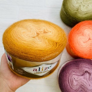 Ombre Wolle Garne, Alize Angora Gold Ombre Batik, Wollgarn, Cakegarn, Strickgarn, Häkelgarn, Wollgarn, Pullovergarn, Türkisches Garn