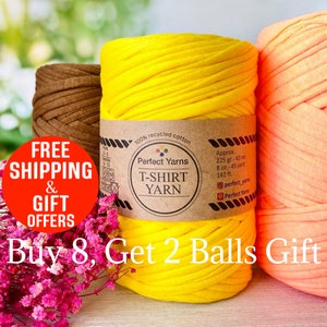 T-Shirt Yarn Fettuccini Zpagetti Ball, 3-5 mm Tshirt Yarn for Crochet Knitting, Mask Ear Ties, T Yarn Organic Cotton, Macrame T-Yarn, Jersey Yarn 