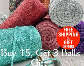 5mm Sparkle Ribbon Yarn: Metallic Polyester for Crochet & Crafts