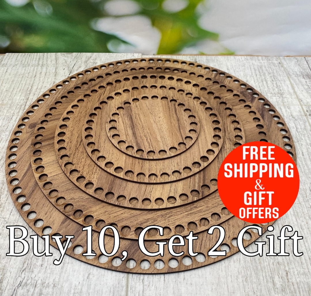 Base In Legno Per Cesti Fai Da Te - Fondo Cestino Naturale Per Uncinetto E Tessitura | Decorazione Artigianale - Foto 8