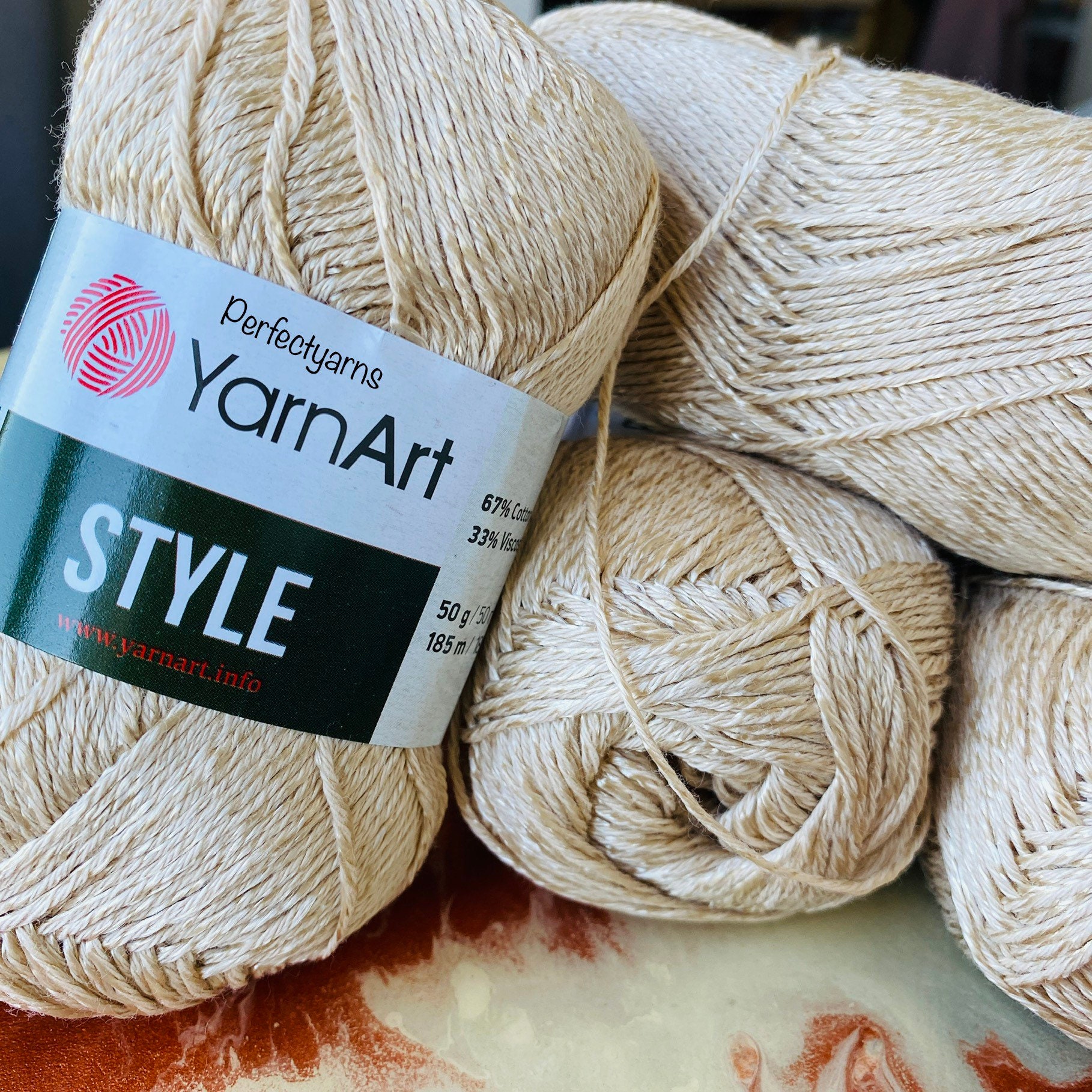 YarnArt Style Yarn, silk effect yarn, 50gr, 185mt, Viscose Yarn, Cotton Yarn, Amigurumi Yarn, Lace Dress, handmade  top,