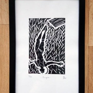 Illustration linogravure - Plongeon
