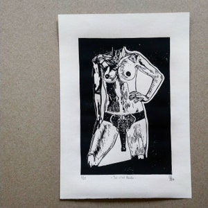 Affiche éléphant Nantes A4, linogravure, impression originale faite à la main, édition limitée, encre noire.