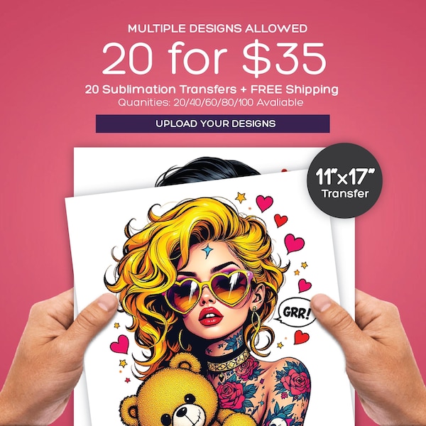 Custom Sublimation Transfer Bundle Packs | Multiple Designs Allowed | Large Ready to Press Prints
