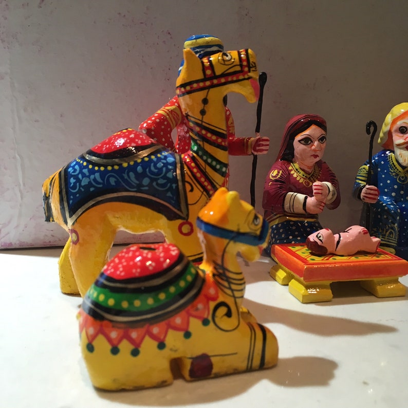 Large handmade 13 piece boxed nativity set from India Etsy