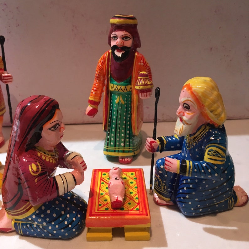 Large handmade 13 piece boxed nativity set from India Etsy