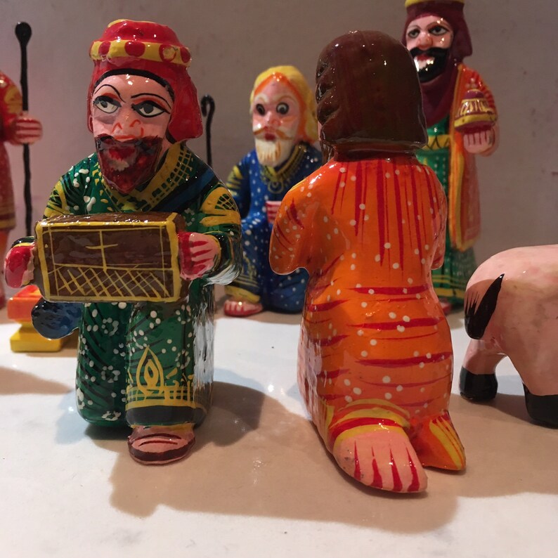 Large handmade 13 piece boxed nativity set from India Etsy
