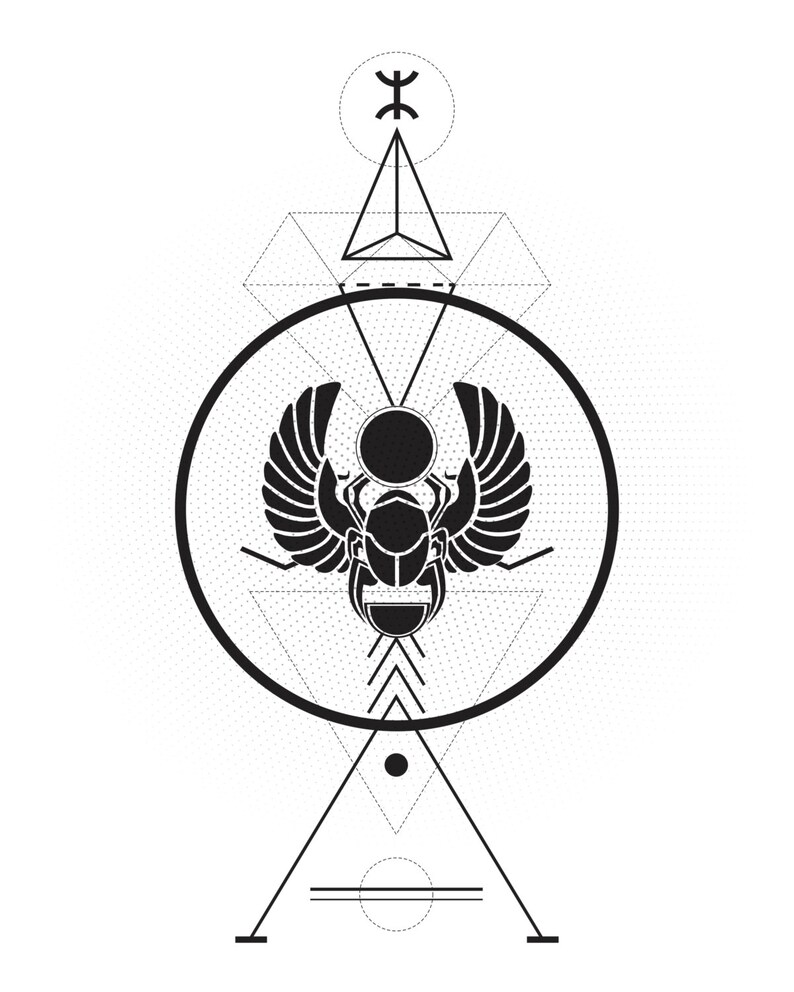 Sacred Geometry Scarab Beetle Print Modern Abstract Triangle Etsy