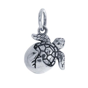 Sterling Silver Hatching Sea Turtle with Egg Charm all genders, gifts