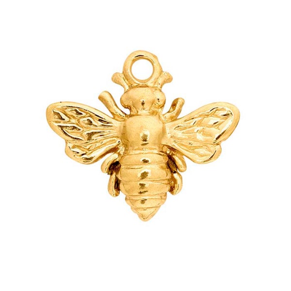 14K Yellow Gold Honey Bee Pendant or Charm Animal Insect With or Without  14K Yellow Gold .9 Diamond-Cut Curb Chain  with Lobster Clasp