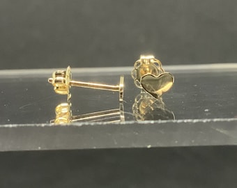 14k Yellow Gold Heart Stud Earrings Geometric Gold Stud Earrings Handmade Minimalist Stud Earrings