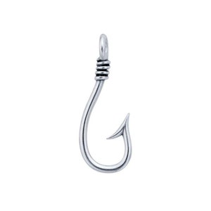 Sterling Silver Fishing Hook Pendant 