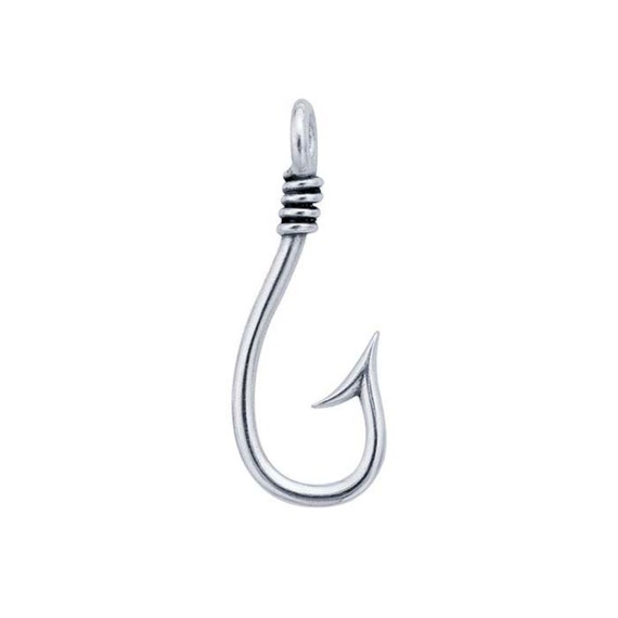 Sterling Silver Fishing Hook Pendant for Charm Bracelet or Necklace Animal  All Genders -  Israel