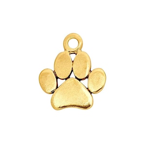 14K Yellow Gold Pendant Charm Paw-Print Pendant for Charm Bracelet or Necklace Animal all genders
