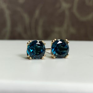 Natural London Blue Topaz Set in 14K Yellow White Gold Double - Etsy