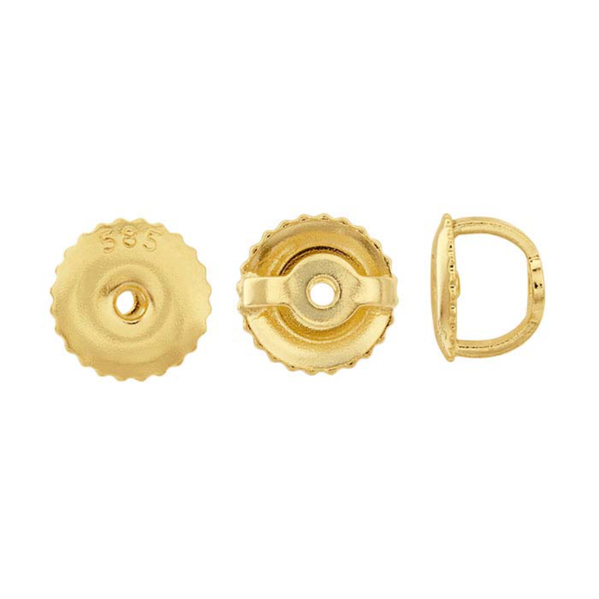 14K Solid Yellow Gold Threaded Earring Backs Nuts for 0.032screw Posts  7.5mm 2pcs 
