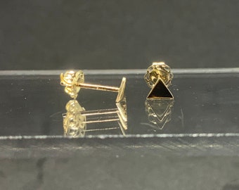 14k Gold Triangle Stud Earrings Geometric Gold Stud Earrings Handmade Minimalist Stud Earrings