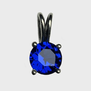 Round Cut Sapphire Blue Spinel Gemstone set in a Filigree Sterling Silver Pendant Setting Wedding Gift 6mm 8mm
