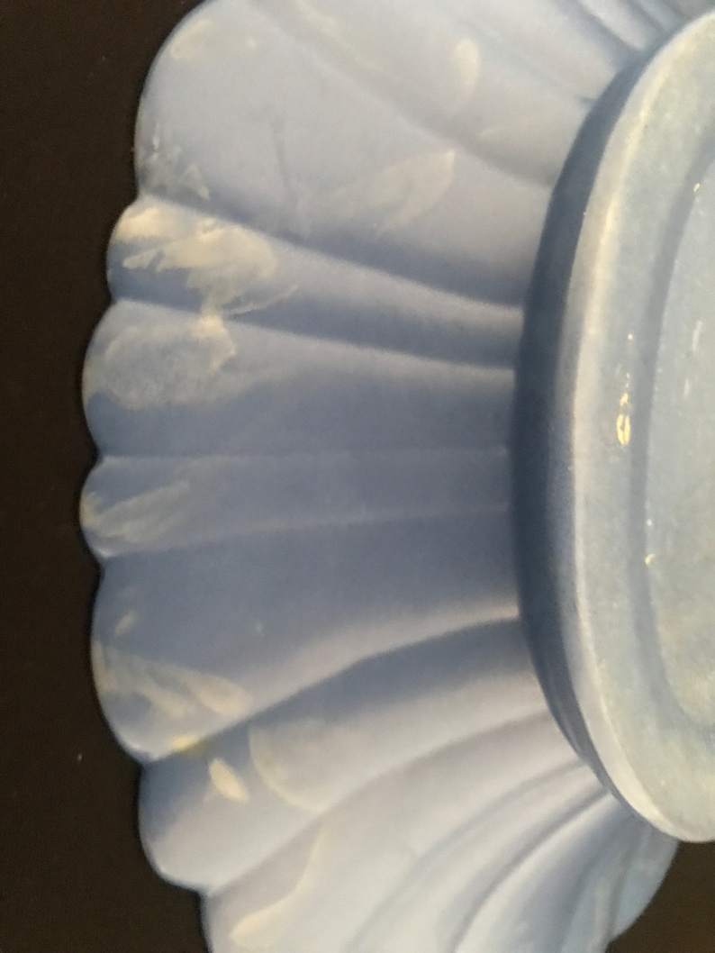 Large Rare Blue and Yellow Catalina Island Fluted Flower Bowl