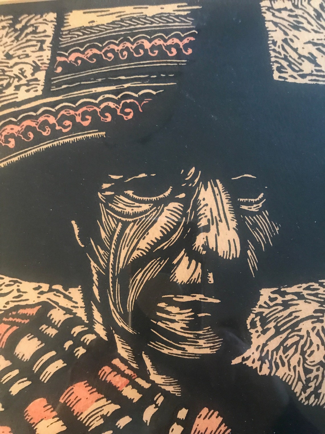 Wood Cut Etching Block Print by Prescott Chaplin The Etsy France