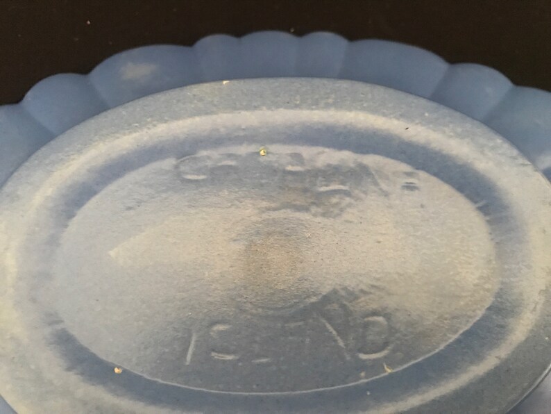 Large Rare Blue and Yellow Catalina Island Fluted Flower Bowl