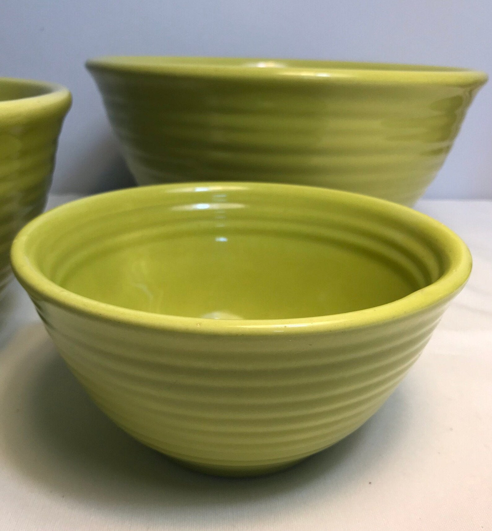 Set of 3 Bauer Ringware Mixing Bowls Chartreuse Etsy