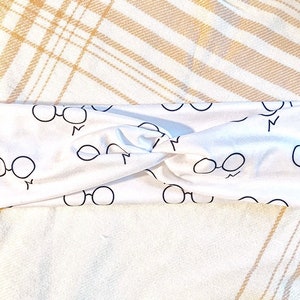 Wizard glasses HP headband, handmade wizard turban knot headband , twist headband, yoga headband, knottie