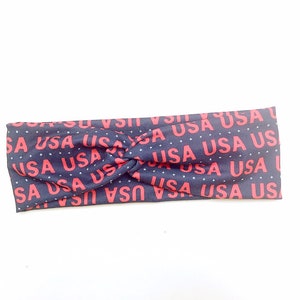 HEADBAND / Patriotic USA headband / turban headband / knotted headband / hair accessories / fitness accessories