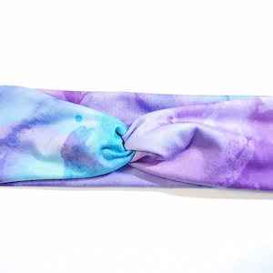 HEADBAND / Blue and purple tie-dye headband / turban headband / knotted headband / hair accessories / fitness accessories