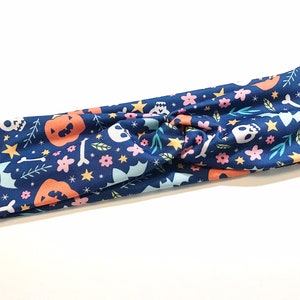 HALLOWEEN TWIST HEADBAND / Halloween skulls blue headband / hair accessories / fitness accessories